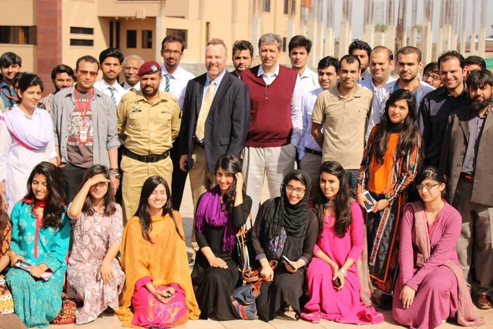 U.S. Fulbright Specialist, Dr. Chris Carr is joined by students and educators at NUST.