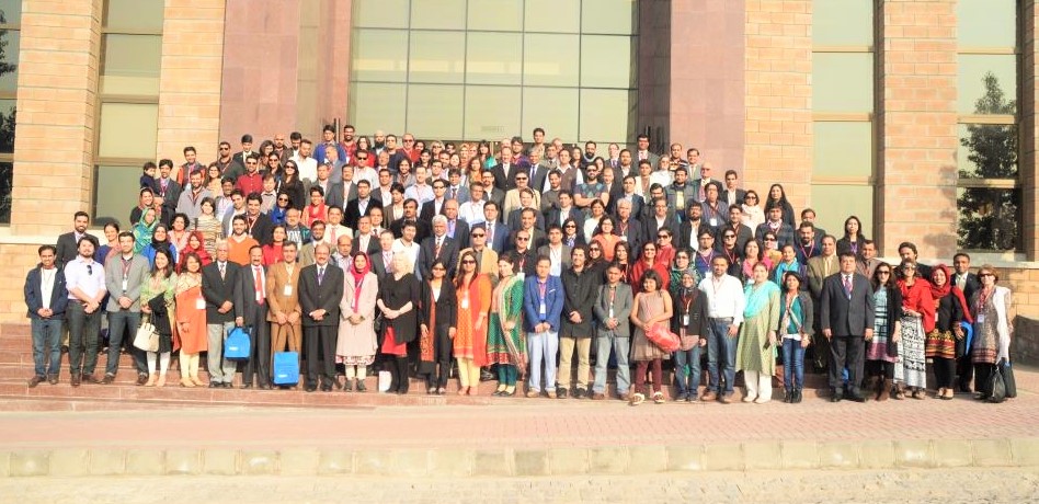Fulbright and Humphrey alumni during a group shot at the 12th Alumni Conference held at NUST in December 2014.