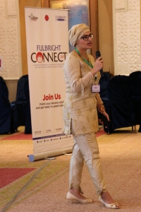 Fulbrighter Uzma Rashid representing University Management Technology Lahore at Fulbright Connect in Islamabad.