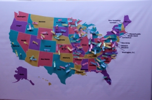 Grantees participated in an interactive activity where they tagged their destinations in the U.S. on the map