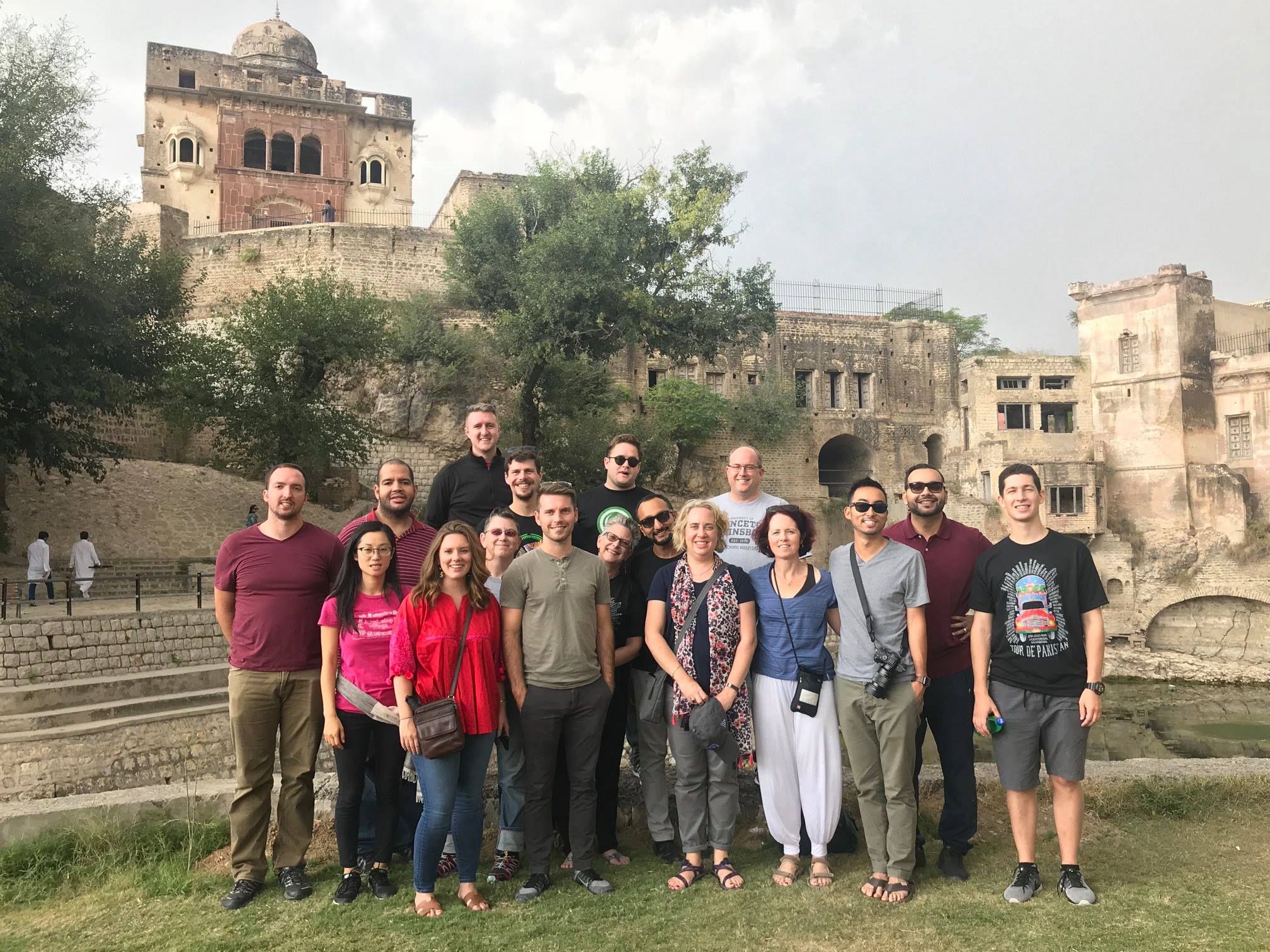 The reps visiting Katas Raj temple, a historial site, enroute from Islamabad to Lahore