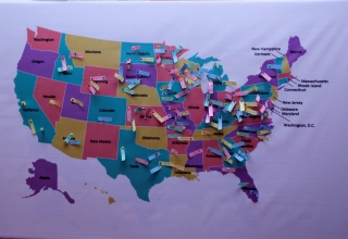 Grantees participated in an interactive activity where they tagged their destinations in the U.S. on the map