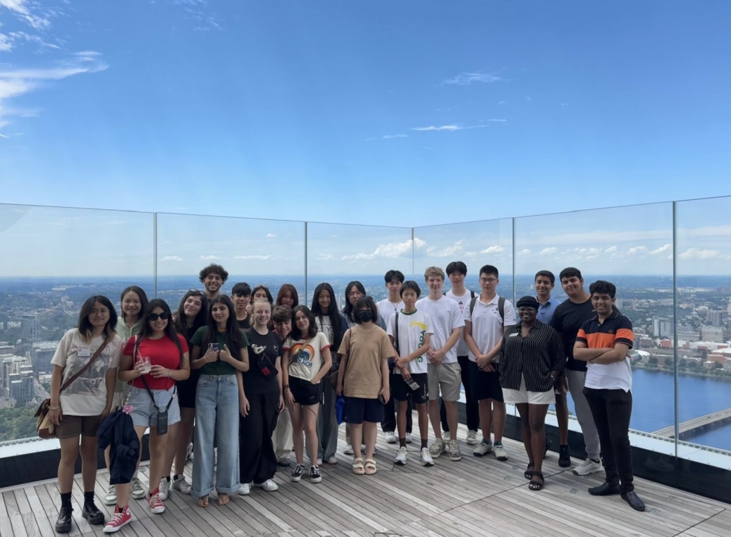 Enjoying the Boston skyline with their peers.