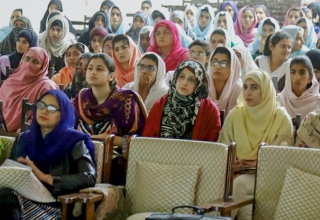 Students of Government Sadiq College Women University listen intently to the advisers